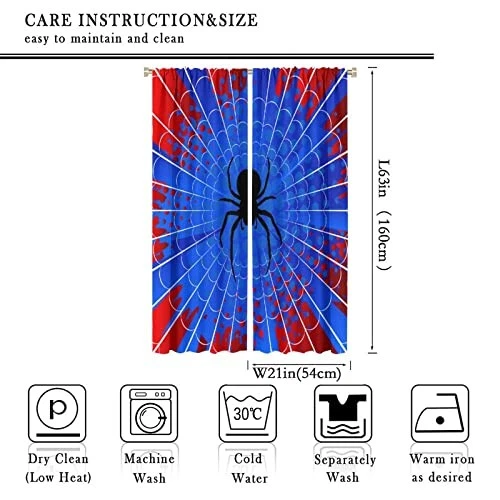 Cortinas de tela de araña Superhéroe, ventana azul rojo 21"W x 63"L (paquete de 2) Spider-8 Foto 3 de 4