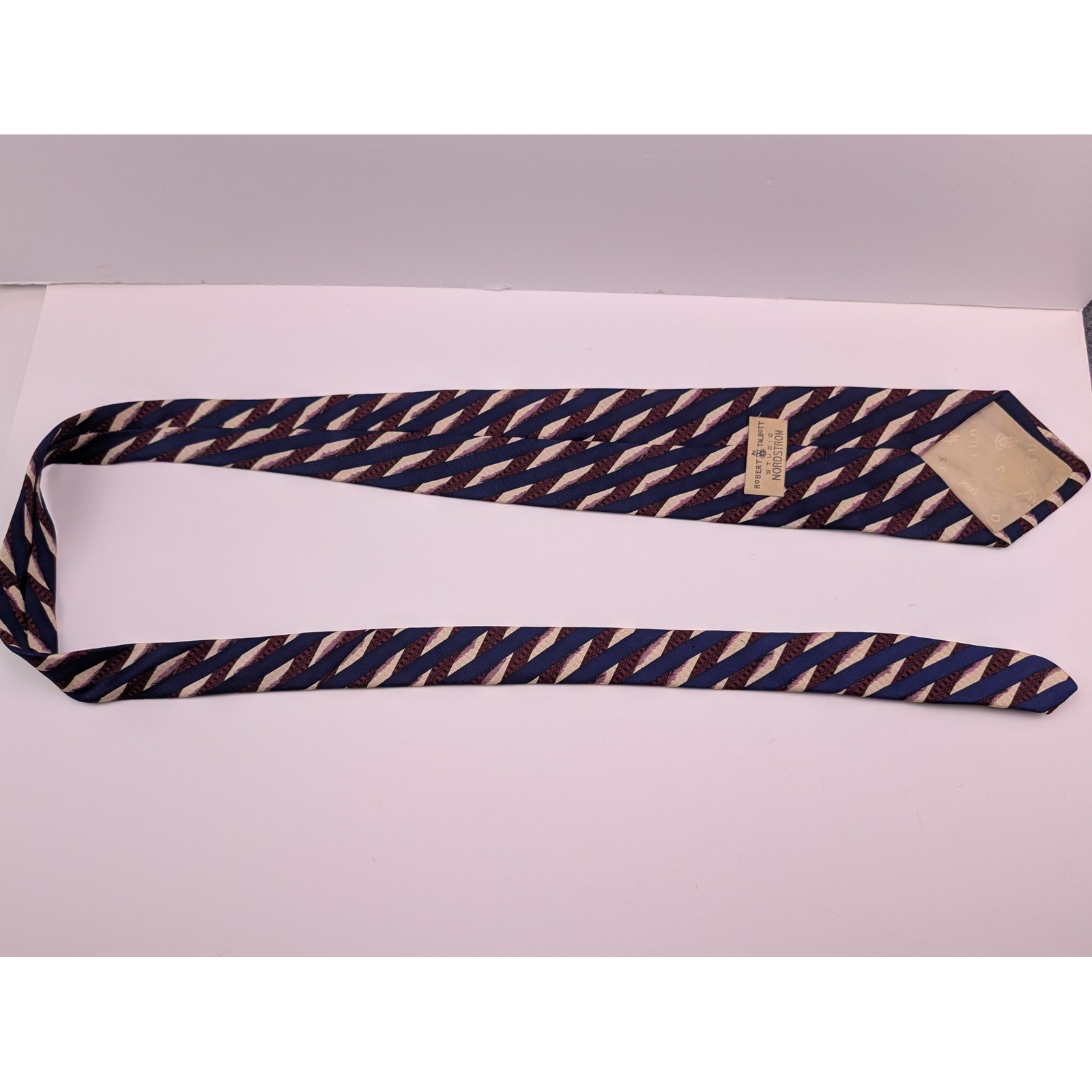 Robert Talbott Tie Mens Blue Burgundy Silk Geometric Stripe Studio Nordstrom USA image 10