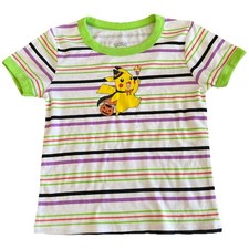 Pokemon Pikachu Halloween T-Shirt Kids L 10/12 Short Sleeve Striped Colorful New