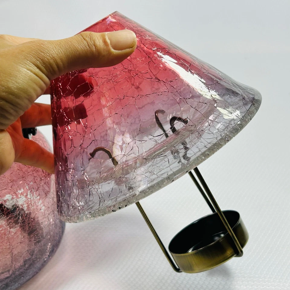 Tarro grande Yankee Candle Crackle Glass con base de luz de té nuevo con etiquetas Foto 3 de 4