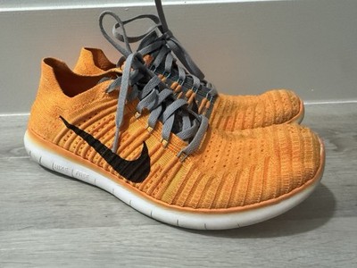 Nike Free RN Flyknit Laser Orange Grey Running Shoes Sneakers Women s 9.5
