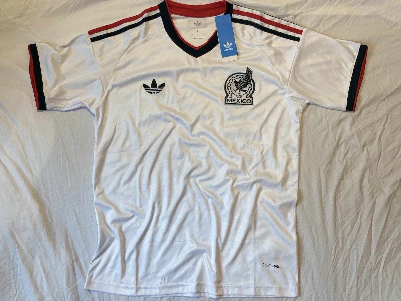 Adidas Mexico National Team Home Soccer Jersey White ClimaCool Size L