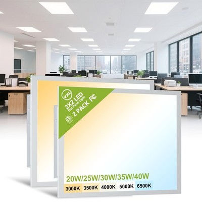 2 Pack 2x2 LED Flat Panel Light Drop Ceiling Light Fixture, 5200LM, 5CCT LED ...