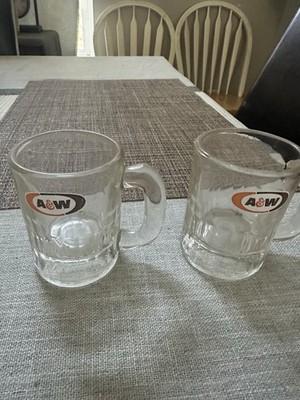 Pair Of Vintage A&W Root Beer Child's Baby 3'' Mini Mug AW Original Oval Logo