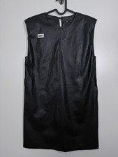 BNWT Zara Womens Sleeveless Faux Leather Shift Mini Dress Black Sz XS 18x33