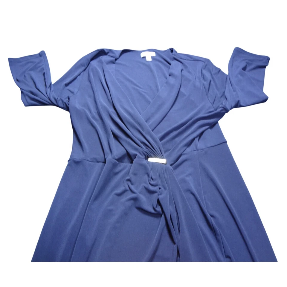 Платье с запахом Charter Club женское XL темно-синее эластичное с избытком шеи с длинным рукавом - Изображение 4 из 4