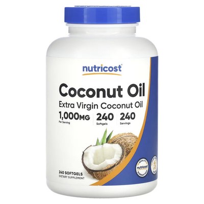 2 X Nutricost, Extra Virgin Coconut Oil, 1,000 mg, 240 Capsules-Worldwide