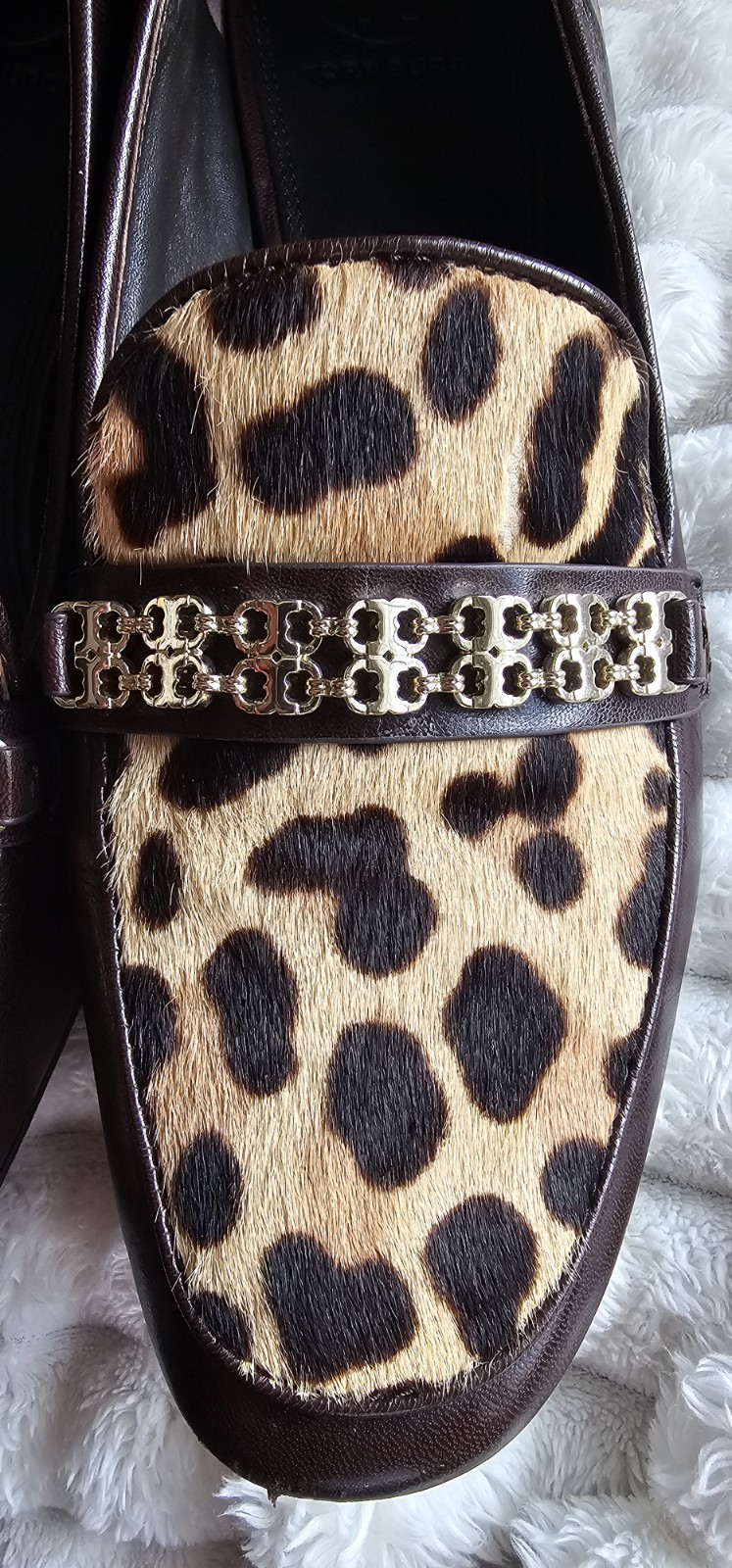 Tory Burch Women's 10M Brown Leather Calf Hair Gemini Loafers thumbnail 9