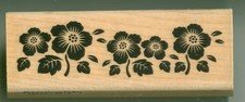 HAMPTON ART rubber stamp FLOWER ROW wood mounted, Floral Border, PS0222