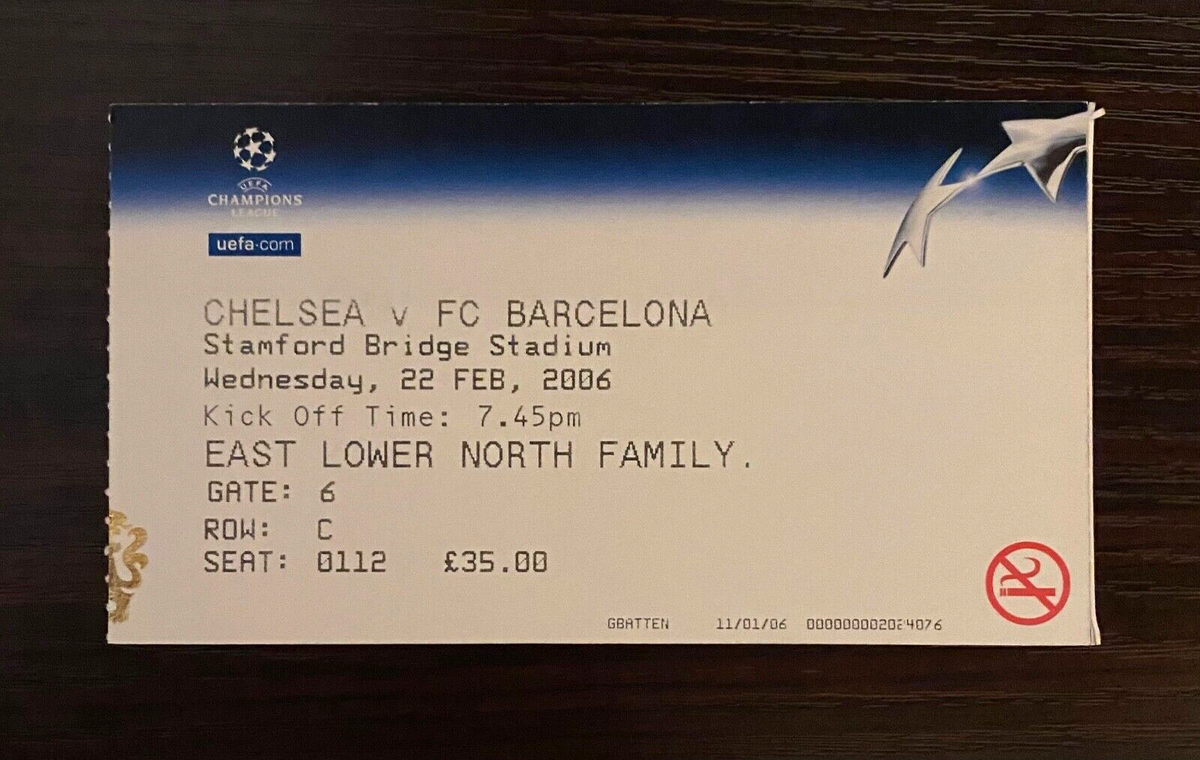 2005/2006 Chelsea vs Barcelona Champions League Ticket Messi