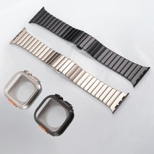 Stainless Steel Metal Strap upgraded To Ultra Case for Apple Watch 44mm 45mm