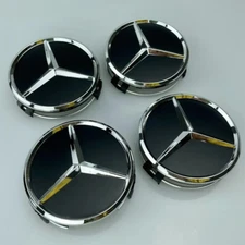 4x For Mercedes Black Alloy Wheel Centre Hub Caps 75mm A B C E S M Class ML CLA