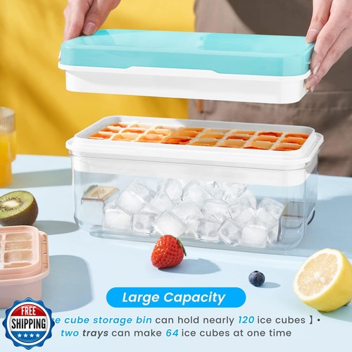 Ice Cube Tray with Lid and Bin, PHINOX 64 pcs Ice Trays for Freezer, Ice Cube - Picture 4 of 5