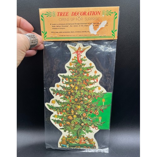 VTG Paper Christmas Tree 1980 Merrimack Foldout Night Before Xmas Story Décor - Picture 3 of 9