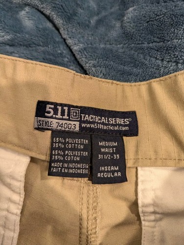 5.11 Tactical Series RN 109614 Men's Pants Khaki Stretch Waist Medium 31.5-35" - Picture 9 of 11