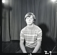 Vintage Negative B&W Med Format 1970's Yearbook Photo Teen Boy Student #196