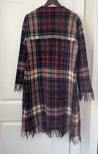 Grace Wears Blanket 100% Wool Coat plaid red size S/M NWT - Picture 7 of 9