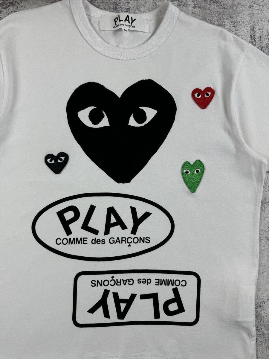 Vintage Japanese Comme Des Garcons Play CDG Multi Logo Heart White