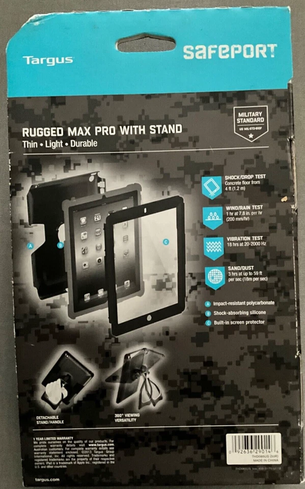 Targus Safeport Rugged Max Pro Stand For iPad Mini, THD065US - Image 3 of 4