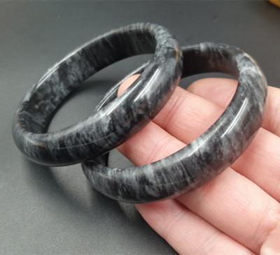 Certified New 56-64mm Beautiful natural black jade gemstone bracelet AAA 