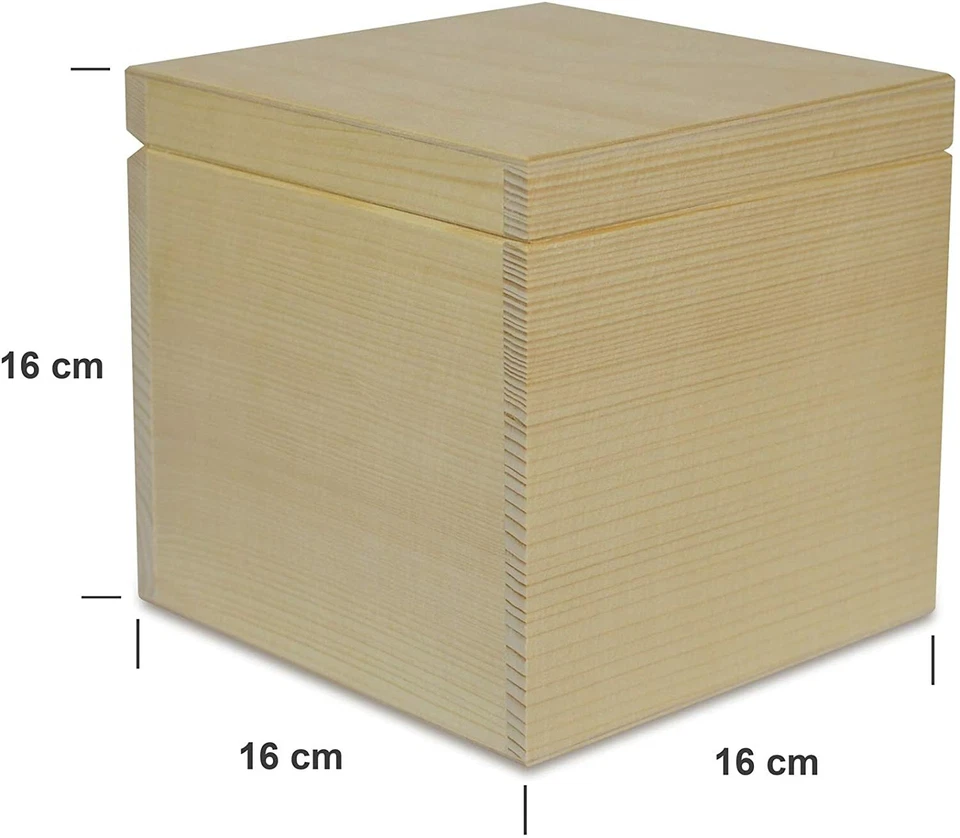 Creative Deco Quadrato Scatola in Legno con Coperchio | 16 x 16 x 16 cm - Immagine 3 di 4