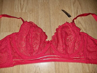BNWT Gorgeous Red PRETTY SECRETS Non-Padded Underwired Bra Size 42D