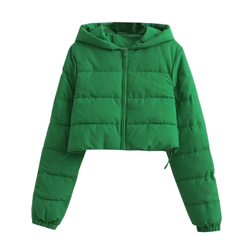 Damen Cropped Mäntel gesteppte gefütterte Jacke Oberbekleidung Reißverschluss Kapuze wattiert warm - Bild 4 von 27