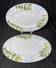 Set of 2 The Cellar Creamware Leaf Accents Macy’s Oval Serving Platters 16-1/4”