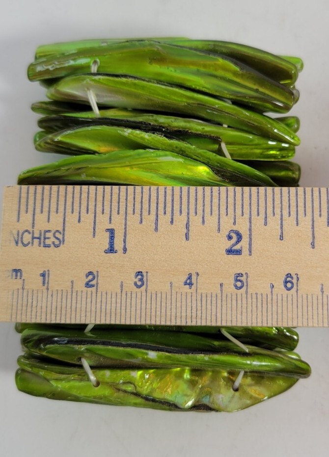 Green Glass Long Rectangular Stick Bead Stretch B… - image 5