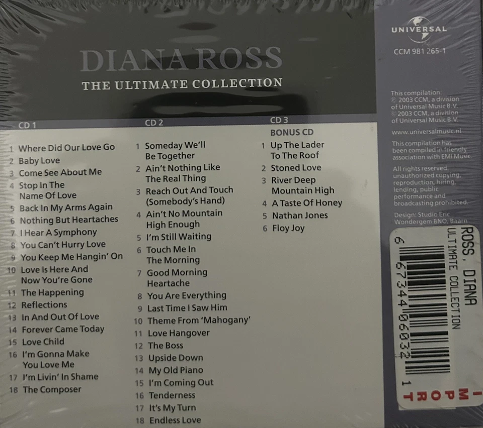 Diana Ross Ultimate Collection. Import, Remastered 3 CD Set. - Image 2 of 2
