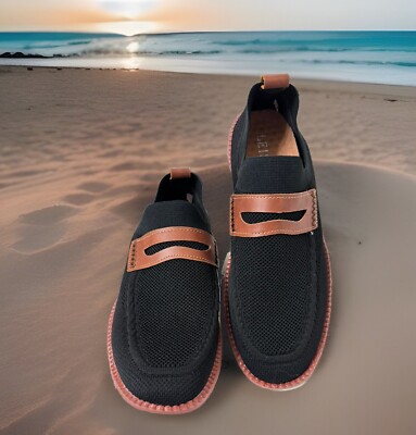 Leisure Mesh Loafers Slip On Shoes SPRING SUMMER Unisex W 9.5 / M 6 Black NEW