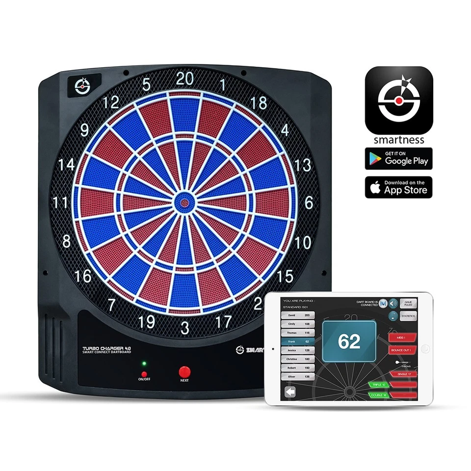 CARROMCO SMARTNESS ELEKTRO DARTBOARD TURBO CHARGER 4.0 App 2-Loch Dartscheibe - Bild 2 von 4
