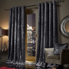 Ring Top Thick Velvet Blackout Curtains Pair Ready Made Eyelet Fully Lined Panel