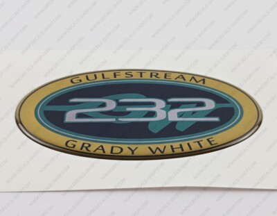 GRADY WHITE 232 GULFSTREAM RAISED DOMED DECAL STICKER 5'' x 2.7'' 1pcs.