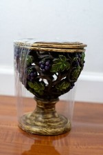 Vintage Hand Made Carved Designer Wooden Cup Challice Dish Decor 