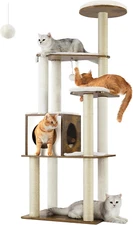 Cat Tree, 65-Inch Modern Cat Tower for Indoor Cats, Multi-Level Cat Condo with 