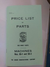 Singer 66 Price List of Parts 66-1 and 66-3 Sewing Machines Reprint