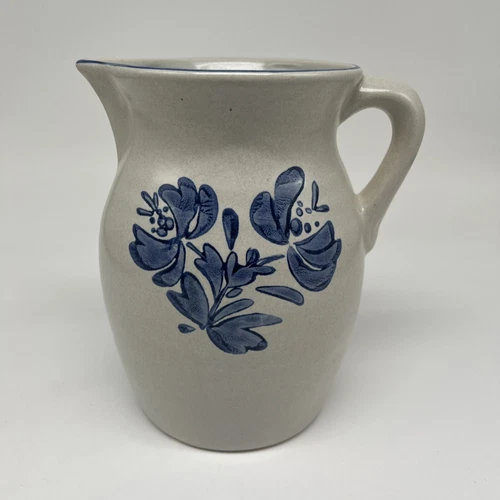 Pfaltzgraff Yorktowne Large Pitcher 8-1/4" Tall Vintage Blue Floral Stoneware
