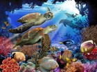 Ceramic Backsplash Tile Mural Sea Turtle Sea Ocean Life - Underwater Fantasy I