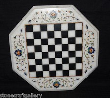 15 " Marbre Jeu D'Échecs Table Top Lapis Incrustation Handmade Art Décor Maison