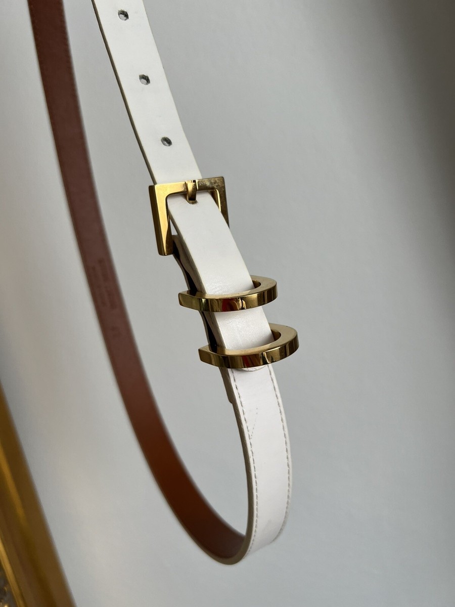 Givenchy White Leather Belt with Gold Double-G Buckle. Size: 75 Gucci Calfskin Double G 20mm Belt 75 30 Mystic White 1903242  main image 3
