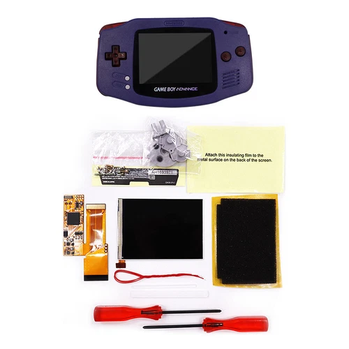 GBA 10 Levels Brightness V2 IPS Backlight LCD Mod & Shell With Clear Red Buttons