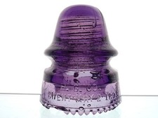 BRIGHT PURPLE H.G.CO. PATENT 1893 PETTICOAT Glass Railroad Signal Insulator