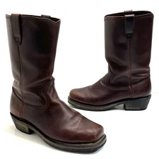 Dingo Western Work Boots Biker Gaucho Brown Sz 9.5 Leather DI19056 Oil Resistant