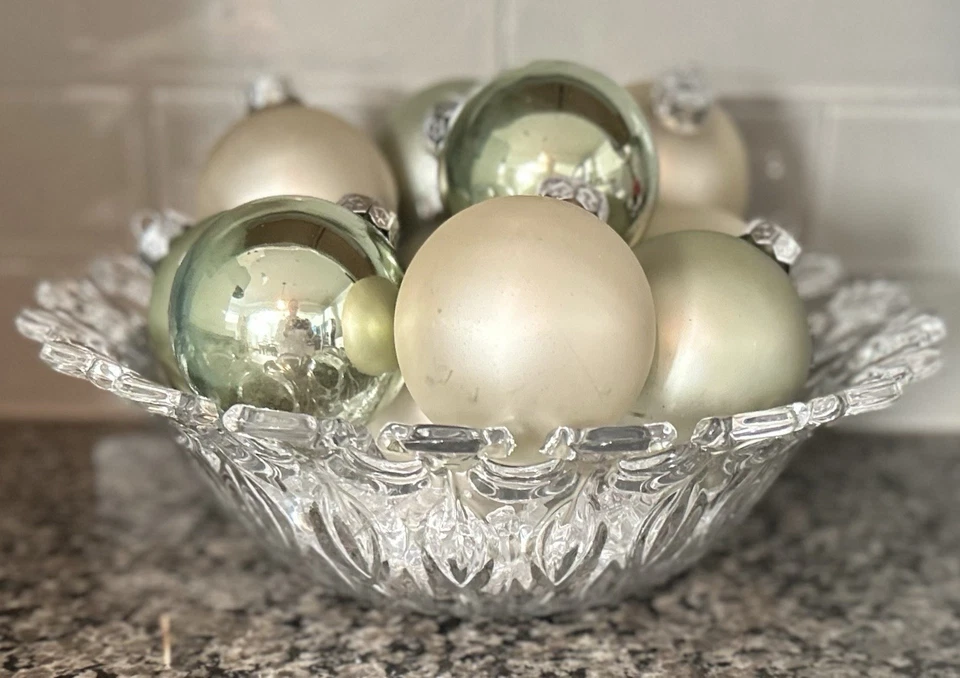 Lote de 10 adornos de bombilla de Navidad de vidrio mercurio de colección grandes esmerilados brillantes monocromáticos Foto 2 de 4