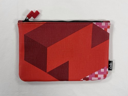 Ipsy Tetris Glam Bag Red Pink Geometric Makeup Pouch Zipper Cosmetic Case New
