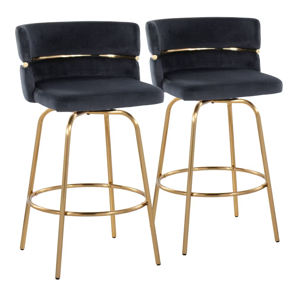 Set of 2 Cinch-Claire Counter Height Barstools GoldBlack - LumiSource 35690₽