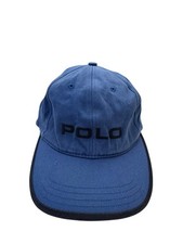 Vintage POLO RALPH LAUREN Hat Spell Out Cap 90s Blue Wing Snowbeach Rare OG