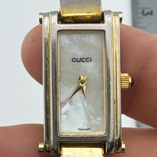 Gucci 6300L Ladies Bangle Cuff Watch MOP Dial Swiss Made Not Running