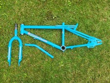 Vintage 1980s Blue Mongoose Decade BMX Frame, Forks & Seat Post